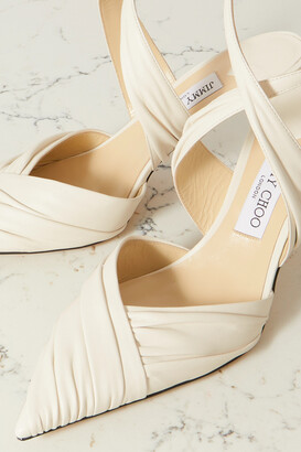 Jimmy Choo Basil 75 Ruched Leather Pumps - White - ShopStyle