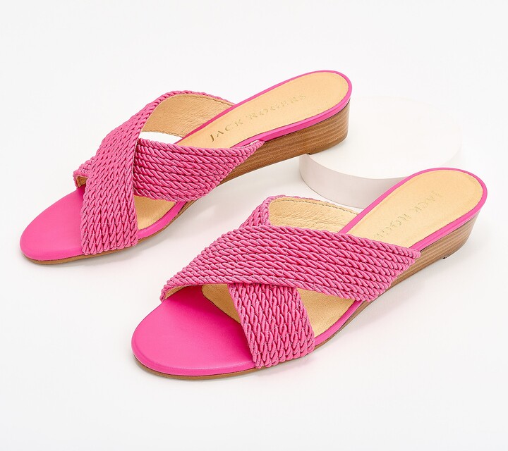 Jack Rogers As Is Rope Dolphin Mini Wedge Slide Sandals
