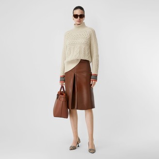 Burberry Icon Stripe Cuff Cable Knit Cashere Sweater