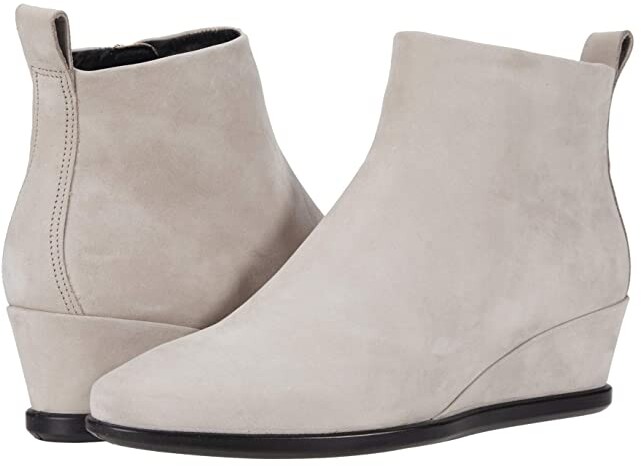 grey leather wedge boots
