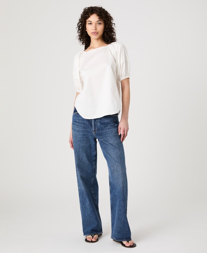 French Connection Women's Alexis Cotton Puff-Sleeve Top