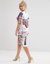 Thumbnail for your product : ASOS Curve CURVE Floral Square Print Midi Bodycon Dress