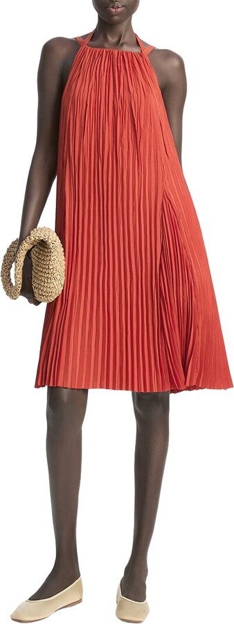 Vince Pleated A-Line Pintuck Dress