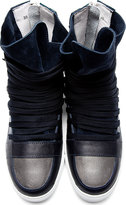 Thumbnail for your product : Kris Van Assche Krisvanassche Navy Overlaced High-Top Sneakers