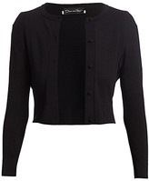 Thumbnail for your product : Oscar de la Renta Bracelet-Sleeve Silk-Blend Short Cardigan