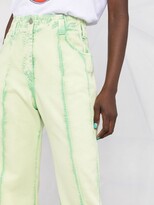 Thumbnail for your product : Alberta Ferretti High-Waist Bleach-Effect Denim Jeans