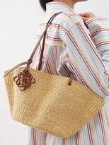 Thumbnail for your product : Loewe Shell Leather-trim Raffia Tote Bag