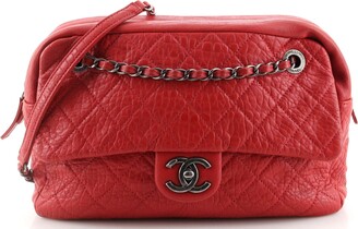 Red Quilted Lambskin Pocket Camera Bag Large