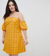 Thumbnail for your product : ASOS Curve DESIGN Curve Broderie Puff Ball Off Shoulder Mini Sundress