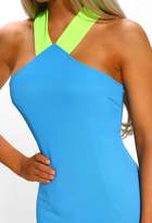 Thumbnail for your product : Pink Boutique Brighter Future Blue Halterneck Cross Back Bodycon Midi Dress