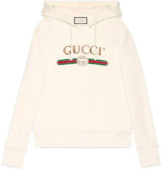 Gucci Oversize embroidered hooded sweatshirt