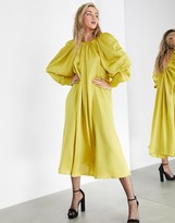 Thumbnail for your product : ASOS EDITION satin midi dress with low back and tie in mustard
