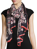 Thumbnail for your product : Roberto Cavalli Jean Printed Silk Stole, Black/Red