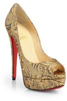 Thumbnail for your product : Christian Louboutin Lady Peep Brocade Platform Pumps
