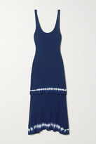 Thumbnail for your product : Altuzarra Shinobu Layered Tie-dyed Ribbed Pima Cotton-jersey Midi Dress - Navy