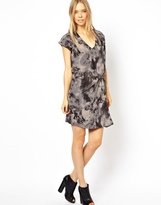 Thumbnail for your product : American Vintage Silk Gathered Dress in Smokey Metal