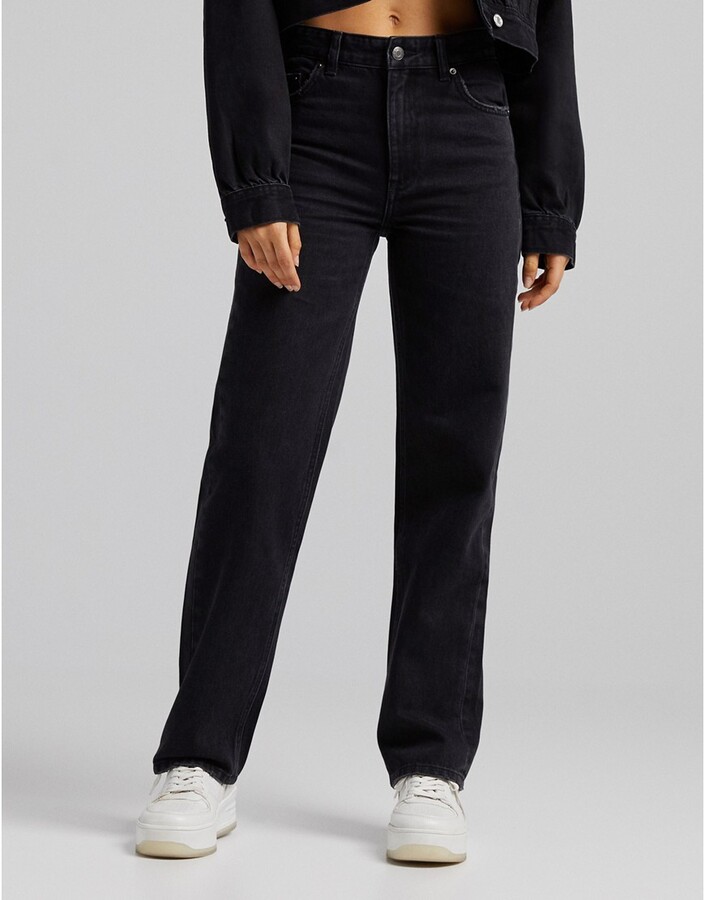 Bershka high waist mom jeans in black - ShopStyle