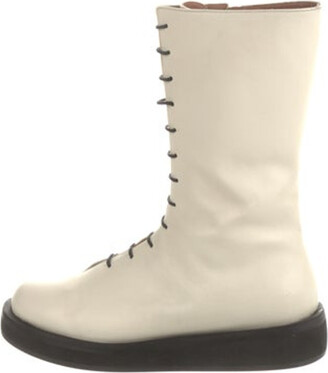 ロングブーツ NEOUS Cream Leather Lepus Ankle Boots Neous Leather Boots - ShopStyle