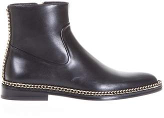 Lanvin Chain Trimming Leather Ankle Boots