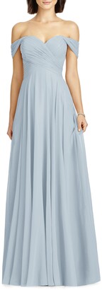 dessy collection surplice ruched chiffon gown
