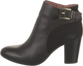 Louise et Cie Tandy Moto Round Toe Block Heel Ankle Boots BURNT