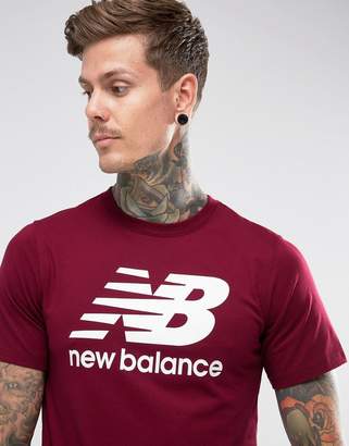New Balance Classic Logo T-Shirt In Burgundy Mt63554_adr