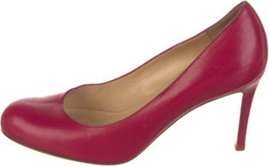 Christian Louboutin Leather Pumps Pink Round-Toes Designer