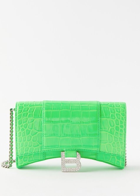 Hourglass Mini Croc-Effect Leather Bag By Balenciaga