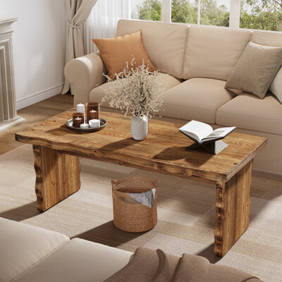 Millwood Pines 47.24'' Solid Wood Coffee Table, Rustic Center Table For Living Room