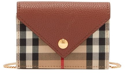 burberry vintage check and leather wallet with chain