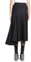 Thumbnail for your product : Dries Van Noten Side Sash Pinestripe Asymmetric Wool-Blend Midi Skirt