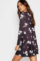 Thumbnail for your product : boohoo NEW Womens High Neck Ditsy Floral Skater Dress in Polyester