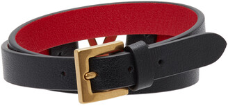 Valentino Garavani Black & Red VLogo Double Strap Bracelet