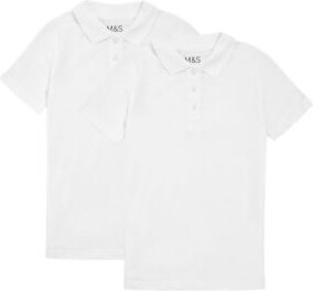 M's 2pk Girls' Slim Stain Resist School Polo Shirts (2-16 Yrs)