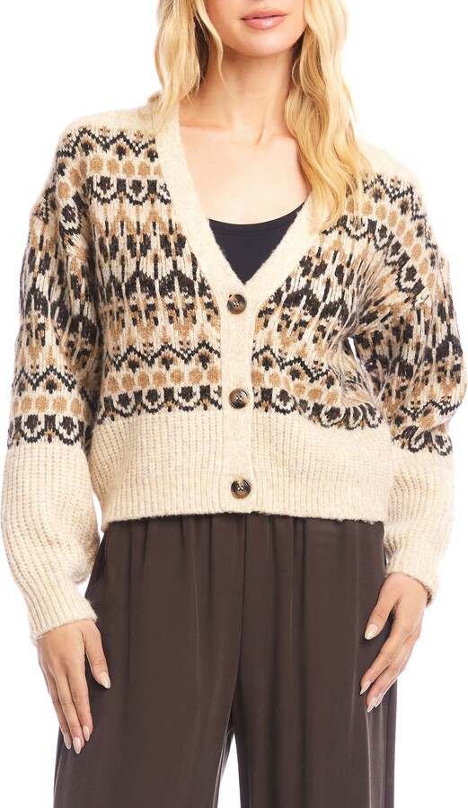 Karen Kane Jacquard V-Neck Cardigan