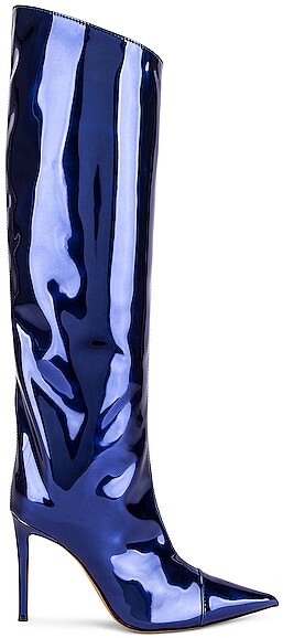 metallic blue booties