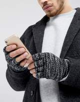 Thumbnail for your product : ASOS DESIGN Fingerless Gloves In Black Twist