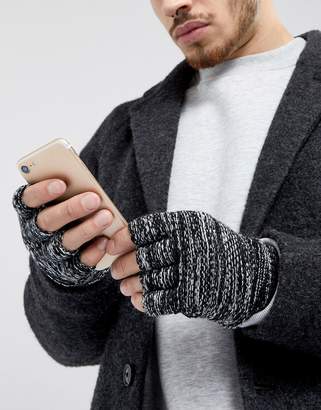 ASOS DESIGN Fingerless Gloves In Black Twist