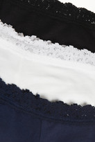 Thumbnail for your product : Hanky Panky Set of three lace-trimmed stretch-cotton boy shorts