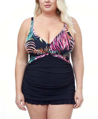 Gottex Plus Size Tropico Printed Halter Underwire Tummy-Control Swimdress  Women's Swimsuit - ShopStyle