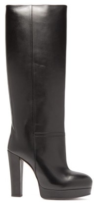 Gucci Britney Platform Leather Knee Boots - Womens - Black