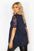 Thumbnail for your product : boohoo Plus Lace Cap Sleeve Smock Top