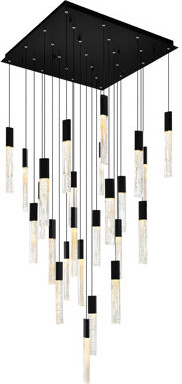 CWI Lighting Integrated LED 28'' Modern Chandelier with Textured Handmade Glass for Living Room Dining Room
