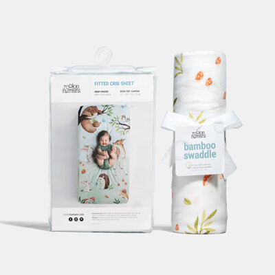 Rookie Humans Enchanted Forest Fitted Sheet and Swaddle Bundle