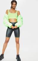 Thumbnail for your product : PrettyLittleThing Black Contrast Stitch Coated Cycling Short