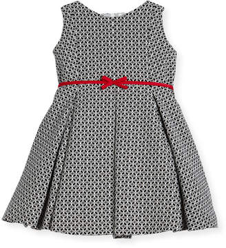 Helena Geometric Print Dress w/ Red Trim, Size 2-6