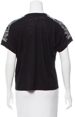 Maje Short Sleeve Embroidered Top