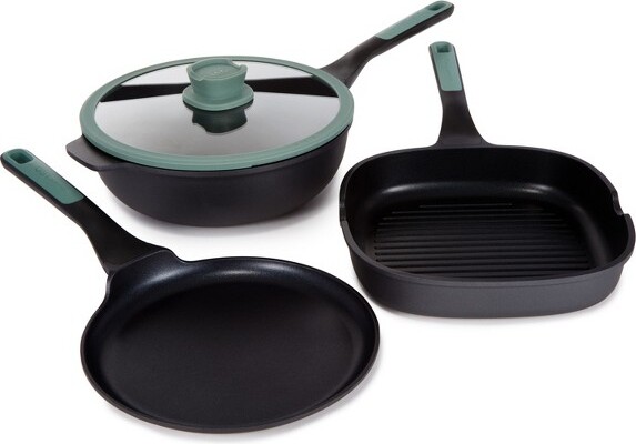 BergHOFF Slate Non-Stick Aluminum 7pc Cookware Set with Glass Lid