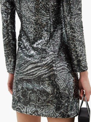Dundas High-neck Cutout Sequinned Mini Dress - Silver