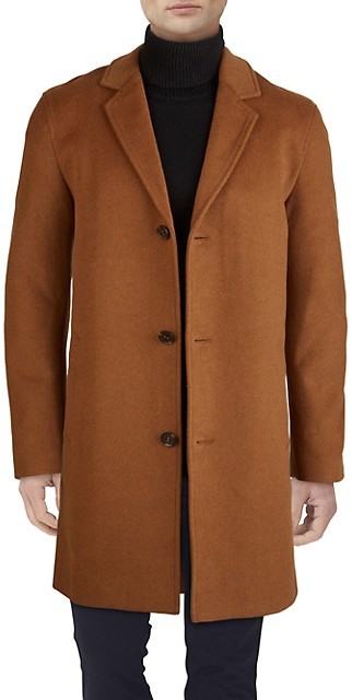 Cole haan classic wool blend plush notched collar coat Clearance